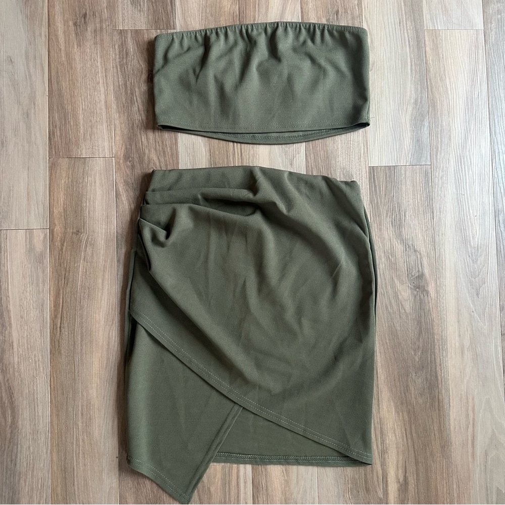 Nasty Gal Olive Green Two-Piece Dress